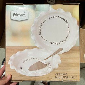 Parini Cookware White Ceramic Bakeware Pie Dish Set happy as a pie dish‎ set